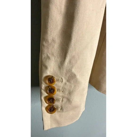 VTG Y2K Banana Republic Women's 6 Tan Two Button Twill Collared Blazer - Picture 7 of 8